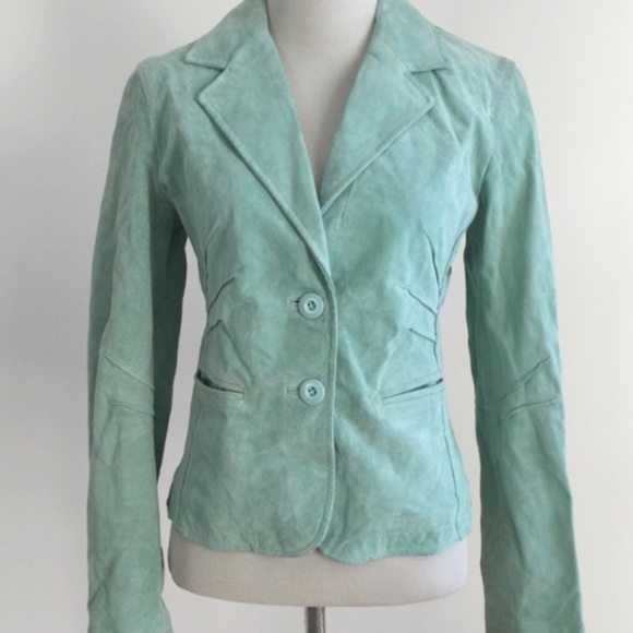 Wilsons Leather Jackets & Blazers - Vintage Wilson’s Leather Suede Seafoam Green Jacket